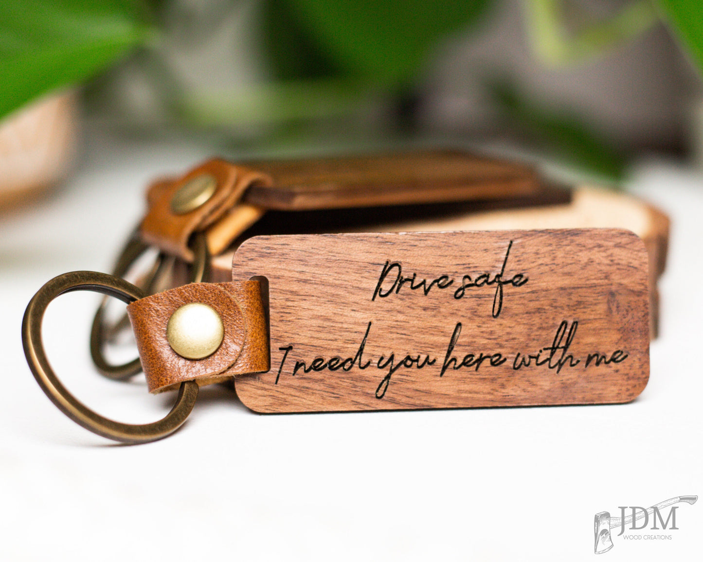 Custom Engraved Keychain | Personalized Wood Keychain | Keyring Gift | Drive Safe Keychain | Laser Engraved Gift | Anniversary Keychain