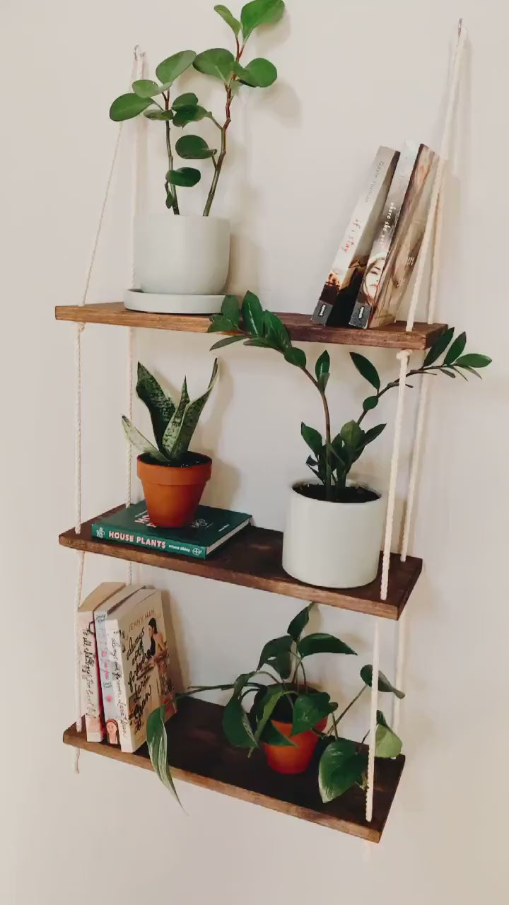 Window Plant Shelf | Hanging Window Shelf {3 tiered} | Window Floating Shelves | Tiered Wall Shelf | Hanging Planter | Hanging Rope Shelves