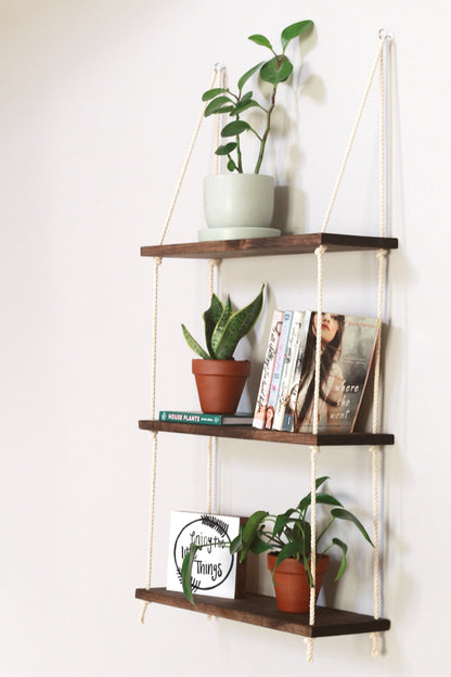 Tiered Wall Shelf | Tiered Hanging Shelf | Rope Shelves | Hanging Planter | Floating Shelves | Boho Hanging Planter