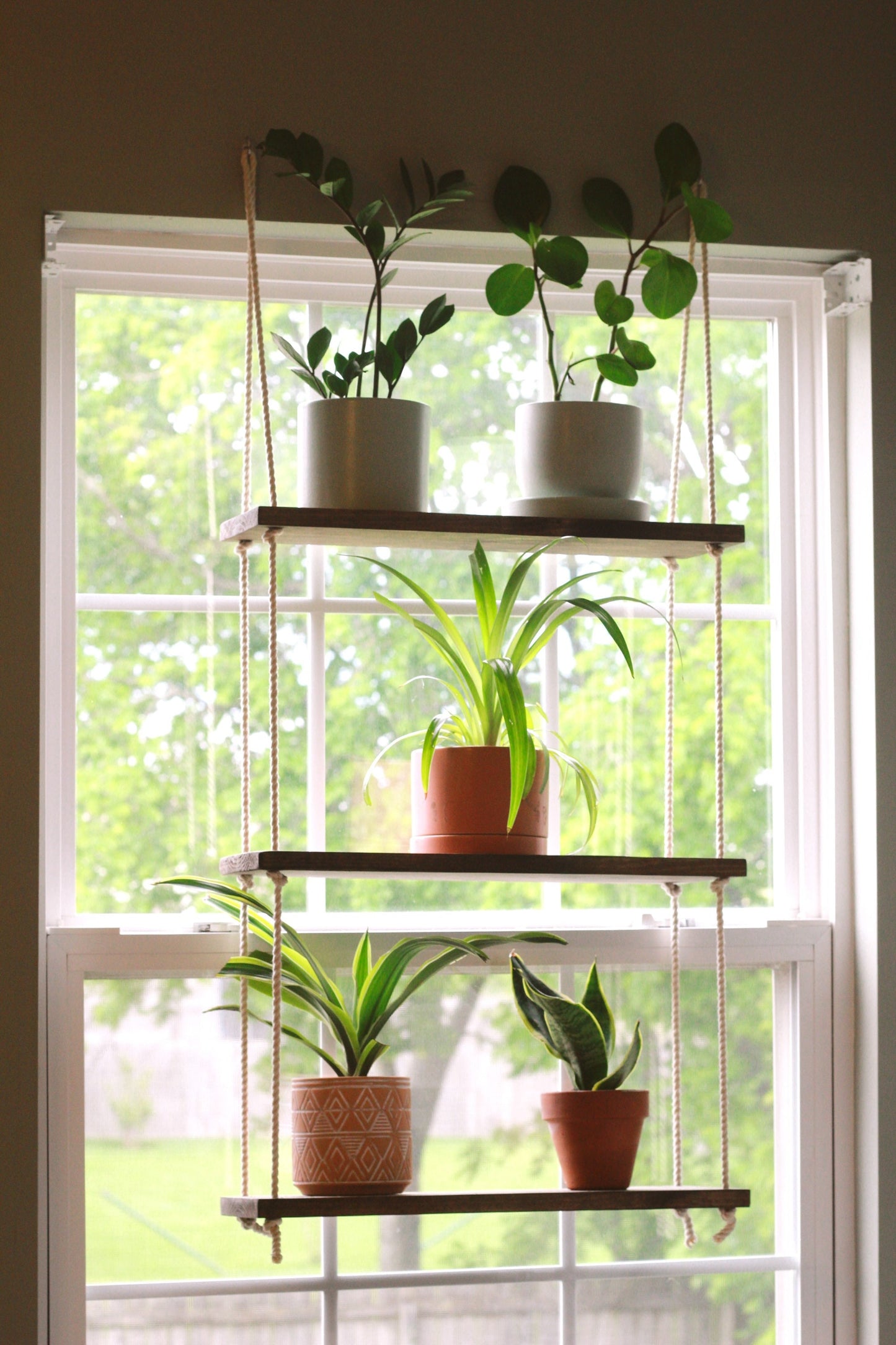Tiered Wall Shelf | Tiered Hanging Shelf | Rope Shelves | Hanging Planter | Floating Shelves | Boho Hanging Planter