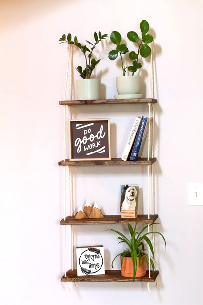 Window Plant Shelf | Tiered Plant Shelf {4 Tier} | Window Floating Shelves | Hanging Planter | Boho Hanging Planter | Rope Shelves