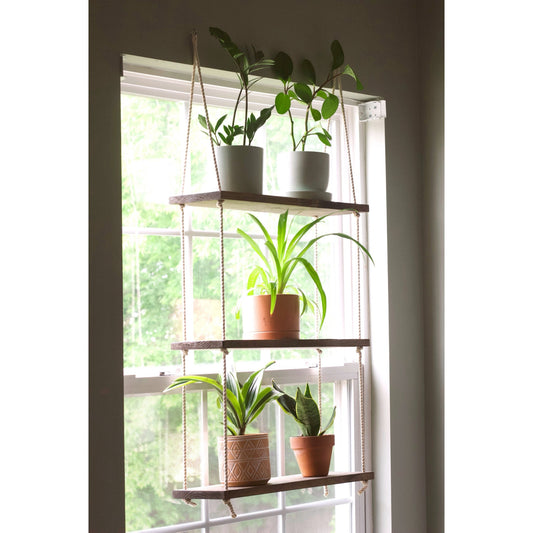 Window Plant Shelf | Hanging Window Shelf {3 tiered} | Window Floating Shelves | Tiered Wall Shelf | Hanging Planter | Hanging Rope Shelves