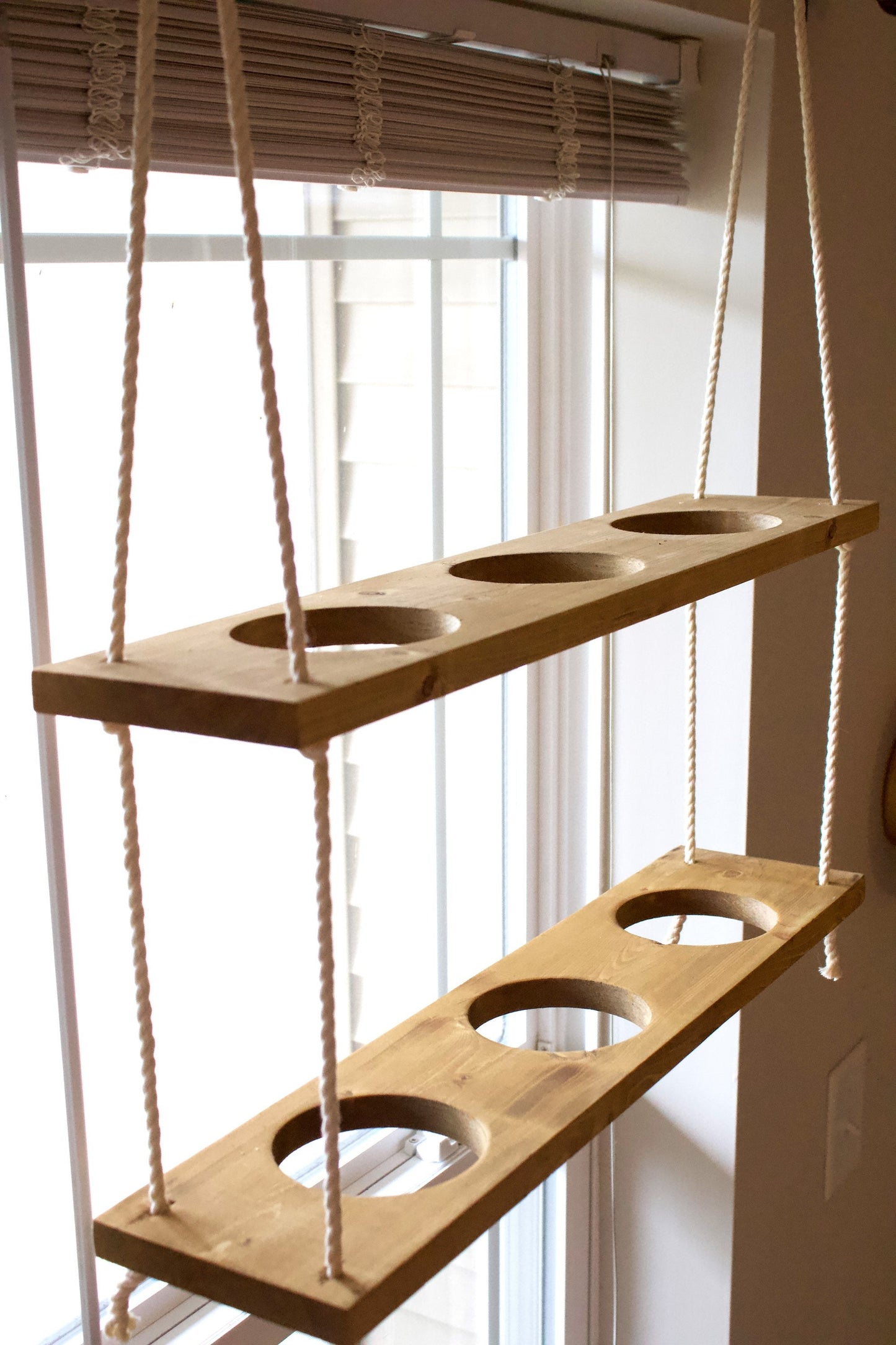 Window Plant Shelf | Hanging Planter | Tiered Plant Shelf | Window Garden Shelves | Wood Rope Shelves | Plant Pots | Plant Pot Holder Shelf