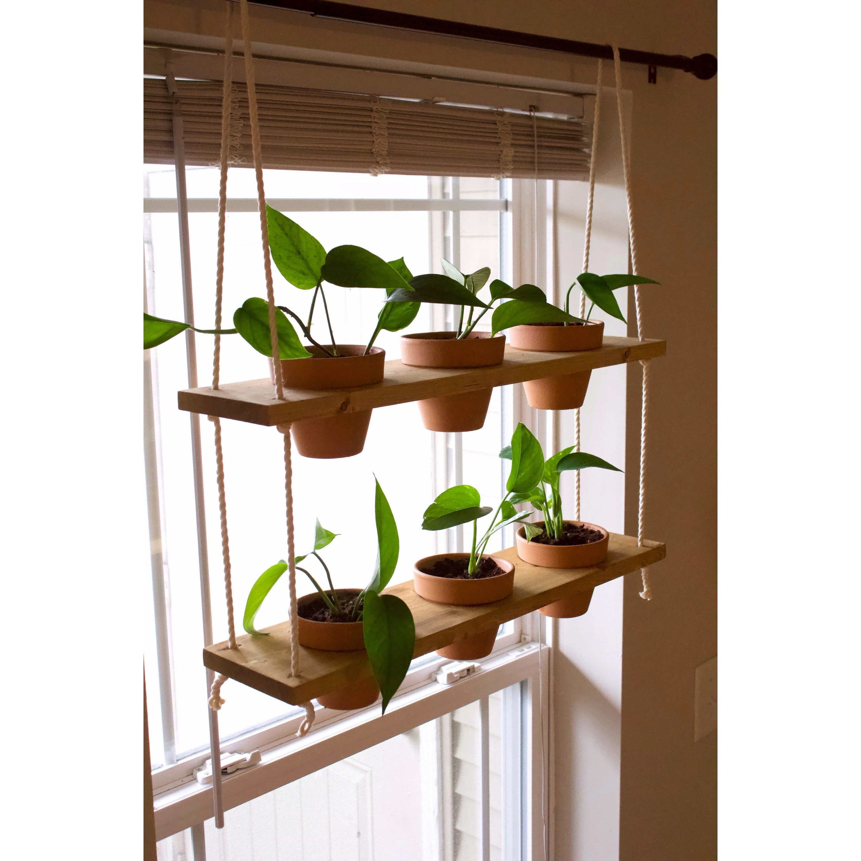 hanging plant wood Hanging Wall Planter Shelf