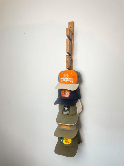 Custom Wood Hat Rack | Hat Display Shelf | Handmade Hat Hanging Rack | Vertical Hat Storage