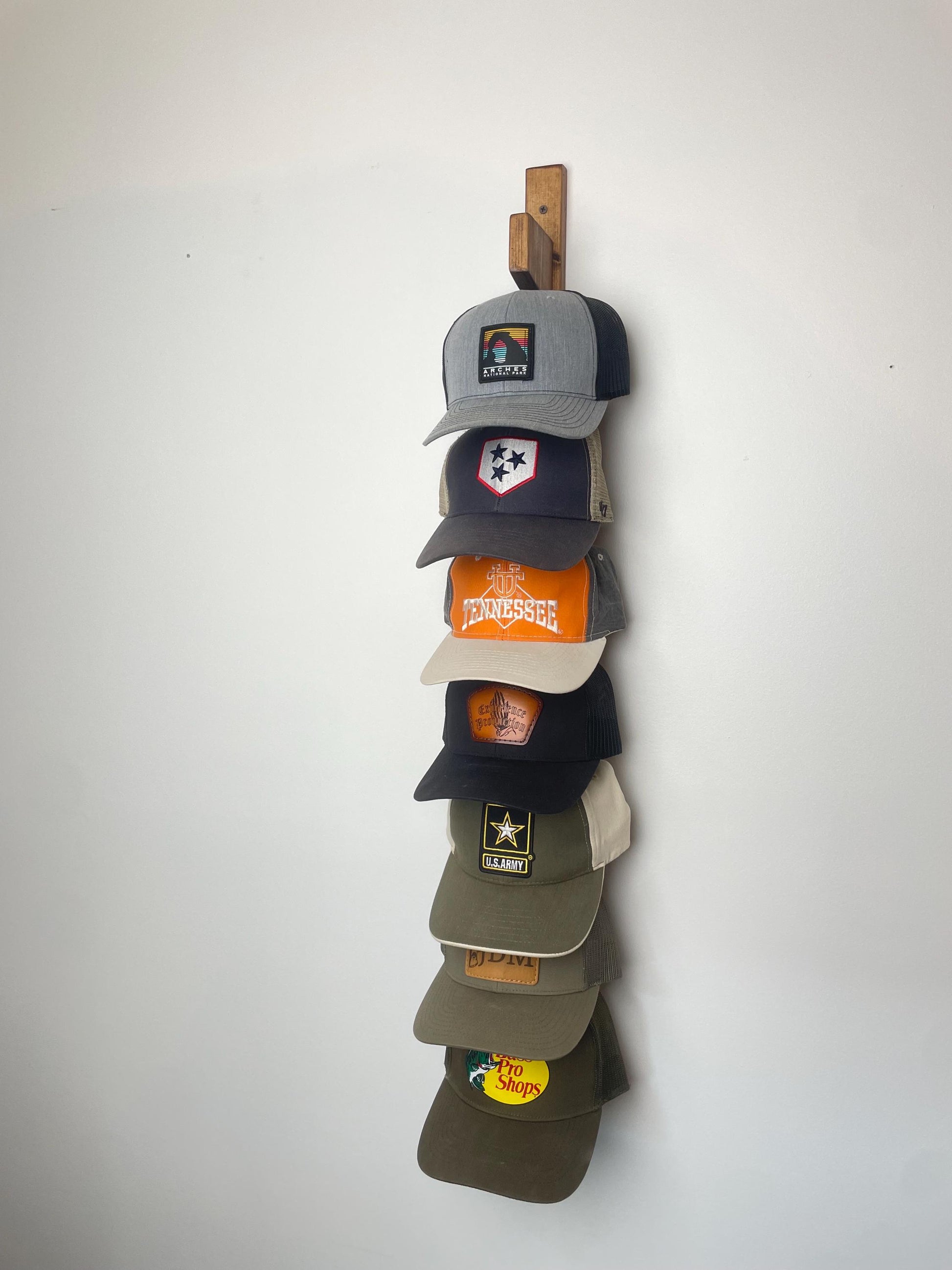 Custom Wood Hat Rack | Hat Display Shelf | Handmade Hat Hanging Rack | Vertical Hat Storage