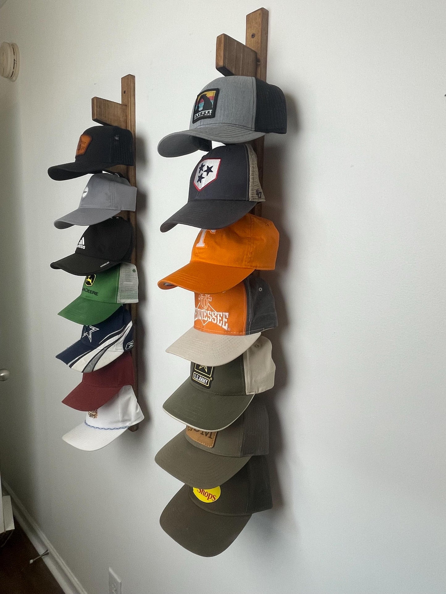 Custom Wood Hat Rack | Hat Display Shelf | Handmade Hat Hanging Rack | Vertical Hat Storage
