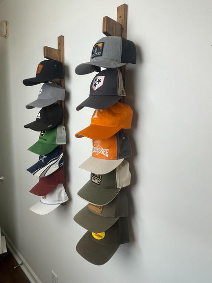 Custom Wood Hat Rack | Hat Display Shelf | Handmade Hat Hanging Rack | Vertical Hat Storage