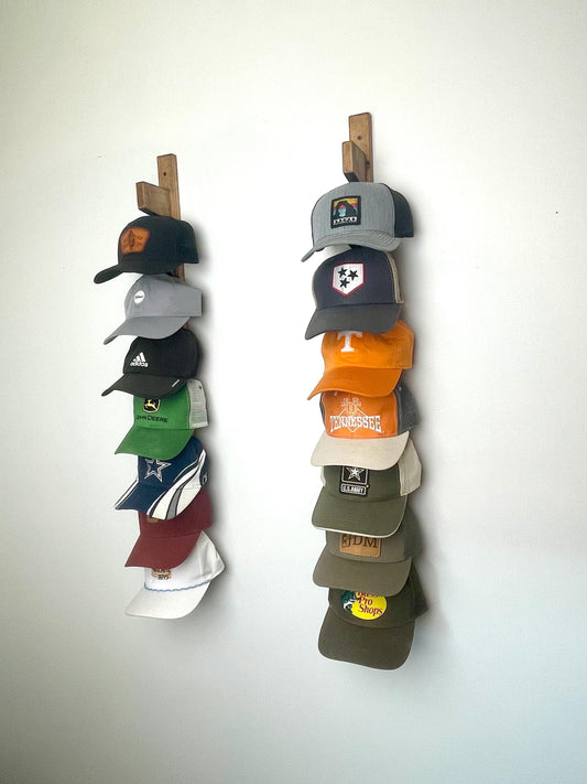 Custom Wood Hat Rack | Hat Display Shelf | Handmade Hat Hanging Rack | Vertical Hat Storage