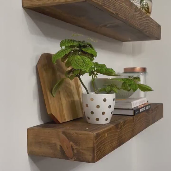 Wood Floating Shelves Heavy Duty | Custom Size Rustic Home Décor | Kitchen Shelf