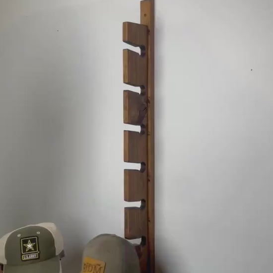 Custom Wood Hat Rack | Hat Display Shelf | Handmade Hat Hanging Rack | Vertical Hat Storage
