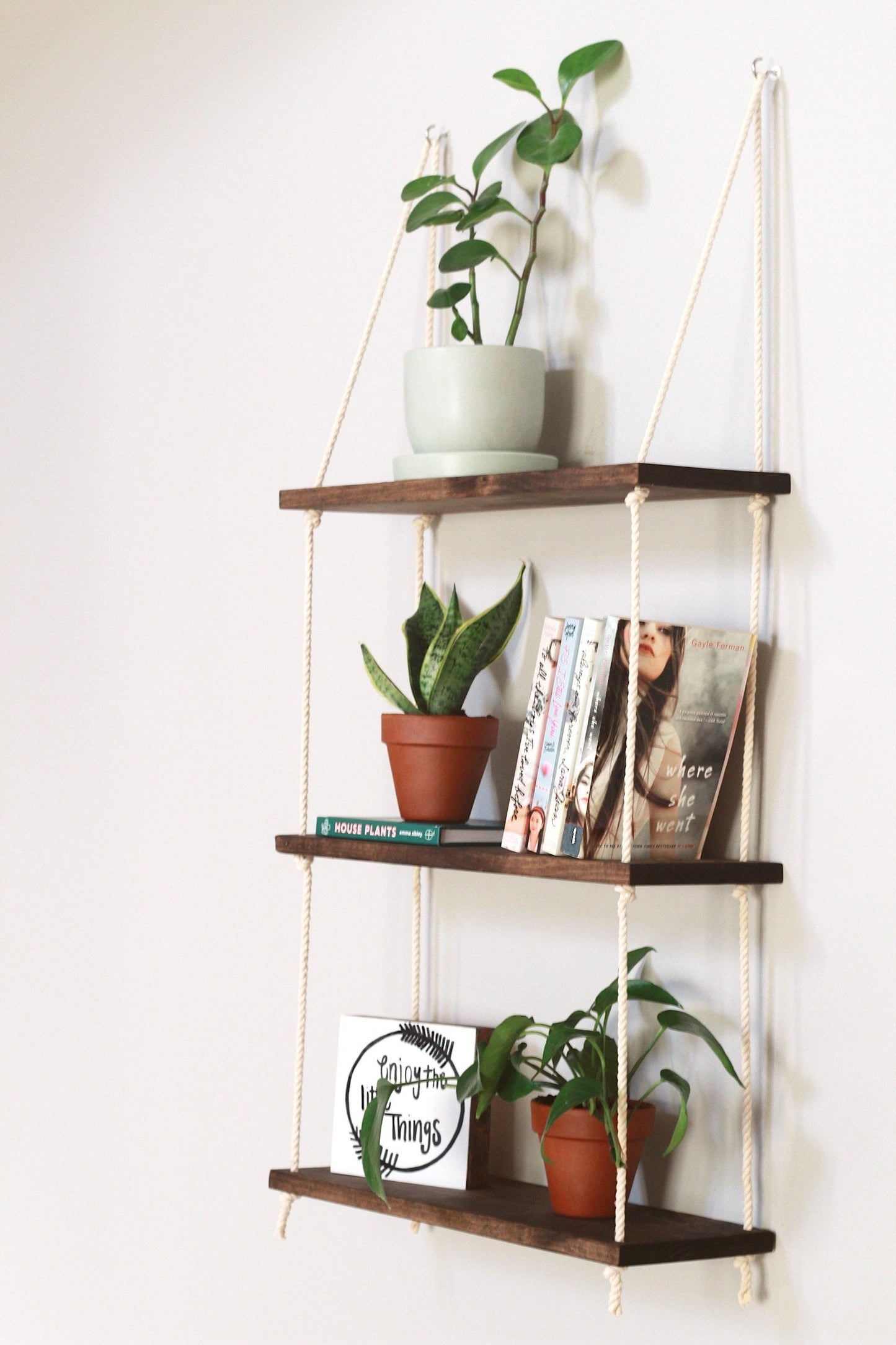Tiered Wall Shelf | Tiered Hanging Shelf | Rope Shelves | Hanging Planter | Floating Shelves | Boho Hanging Planter