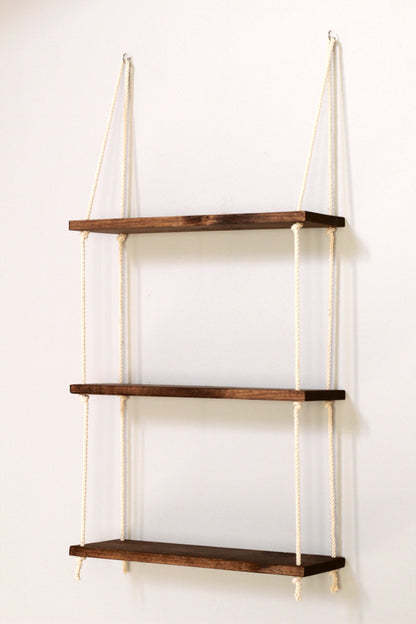 Tiered Wall Shelf | Tiered Hanging Shelf | Rope Shelves | Hanging Planter | Floating Shelves | Boho Hanging Planter