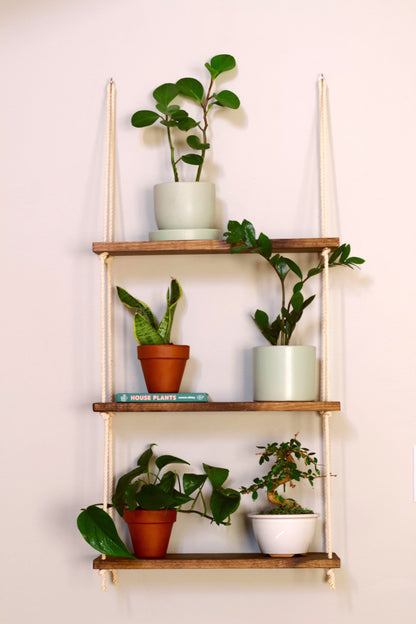 Tiered Wall Shelf | Tiered Hanging Shelf | Rope Shelves | Hanging Planter | Floating Shelves | Boho Hanging Planter