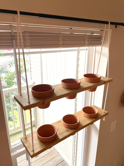 Window Plant Shelf | Hanging Planter | Tiered Plant Shelf | Window Garden Shelves | Wood Rope Shelves | Plant Pots | Plant Pot Holder Shelf