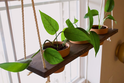Window Plant Shelf | Hanging Planter | Tiered Plant Shelf | Window Garden Shelves | Wood Rope Shelves | Plant Pots | Plant Pot Holder Shelf