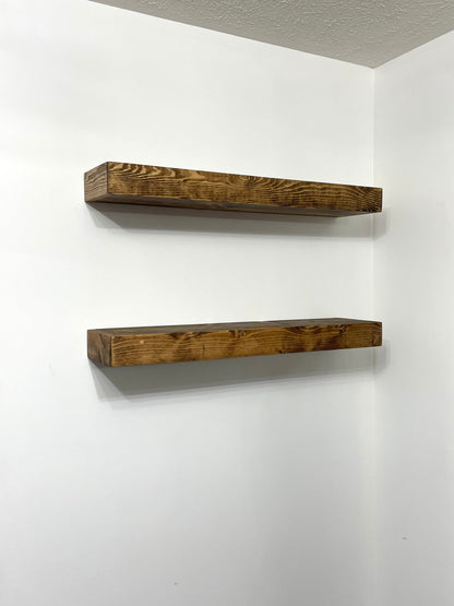 Wood Floating Shelves Heavy Duty | Custom Size Rustic Home Décor | Kitchen Shelf