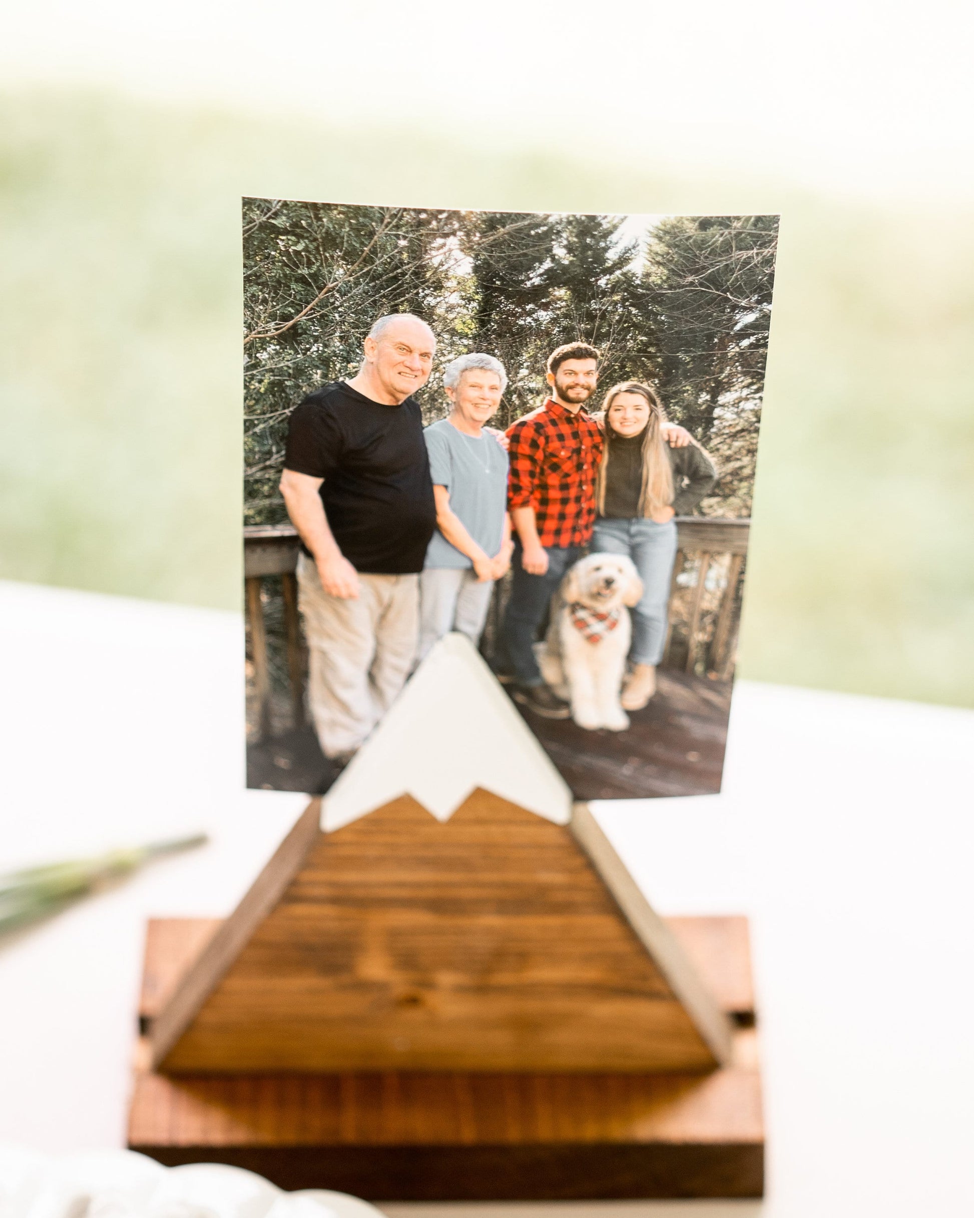 Mountain Photo Holder | Wedding Number Display | Mountain Picture Stand | Shelf Décor Nursery | Mini Wood Mountain