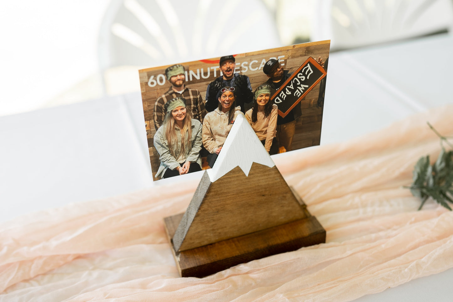 Mountain Photo Holder | Wedding Number Display | Mountain Picture Stand | Shelf Décor Nursery | Mini Wood Mountain