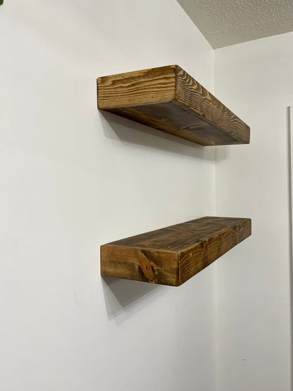 Wood Floating Shelves Heavy Duty | Custom Size Rustic Home Décor | Kitchen Shelf