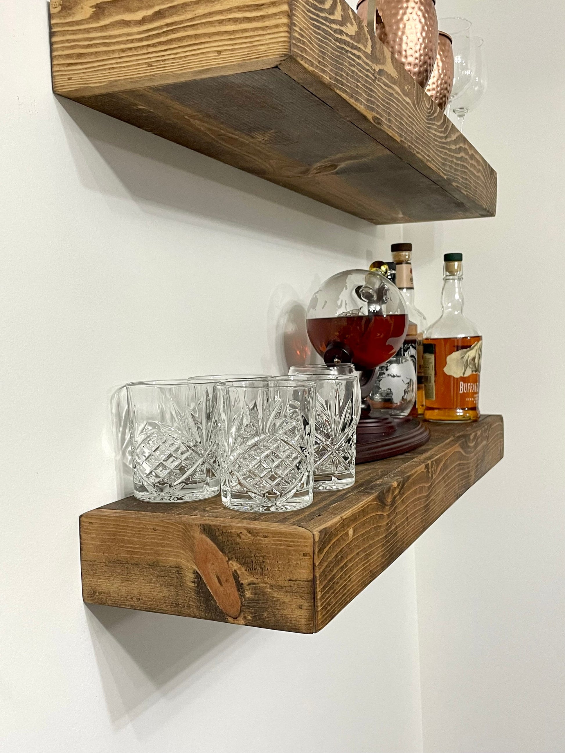 Wood Floating Shelves Heavy Duty | Custom Size Rustic Home Décor | Kitchen Shelf