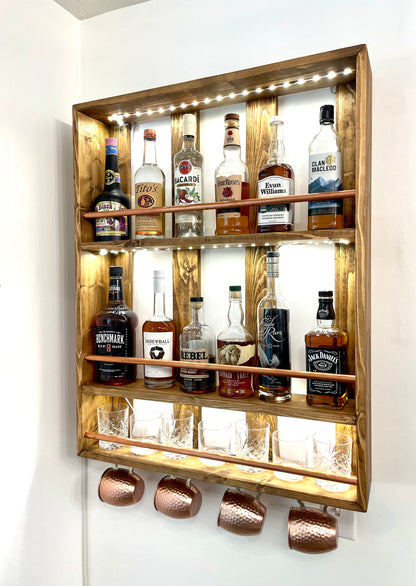 Liquor Shelf | Whiskey Rack | Home Bar Shelves | Bourbon Display | Liquor Cabinet | Wine Shelf | Wooden Shelves for Kitchen